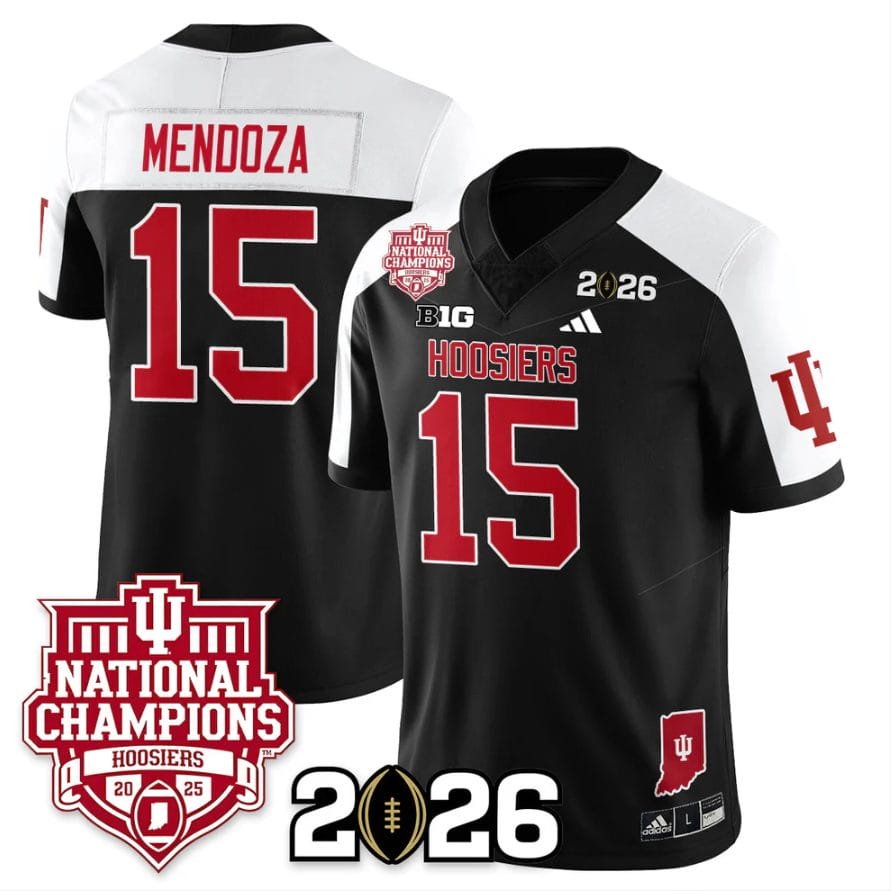 Fernando Mendoza Jersey #15 Indiana Hoosiers 2025 National Champions Black Alternate