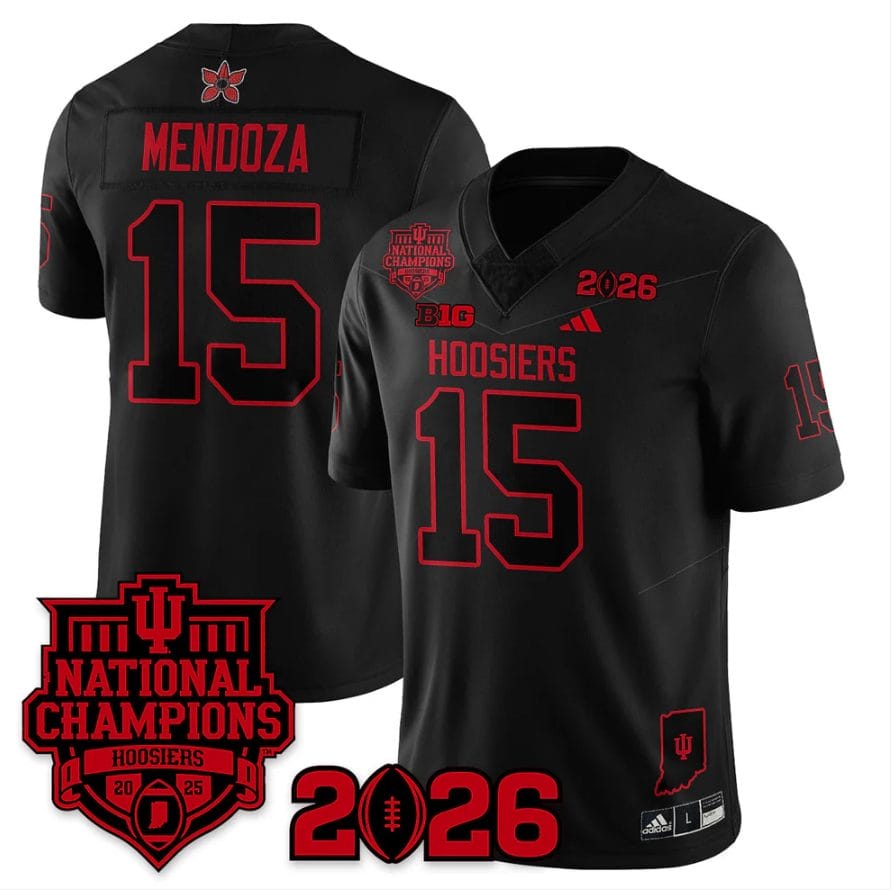 Alternative view of Fernando Mendoza Jersey #15 Hoosiers Stranger Things 2025 Champions Stitched