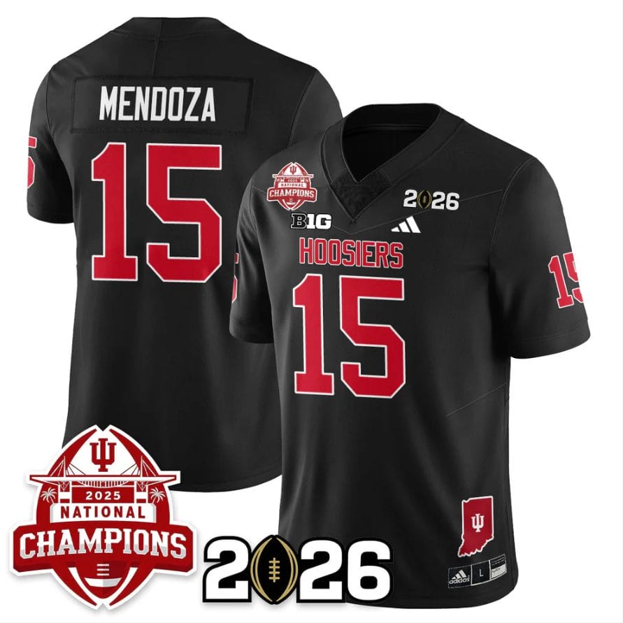Alternative view of Fernando Mendoza Jersey #15 Indiana Hoosiers 2025 National Champions V2 Stitched