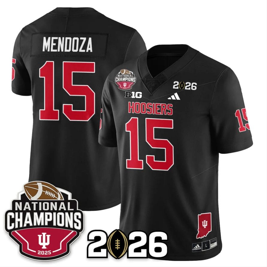 Alternative view of Fernando Mendoza Jersey #15 Indiana Hoosiers 2025 National Champions V3 Stitched