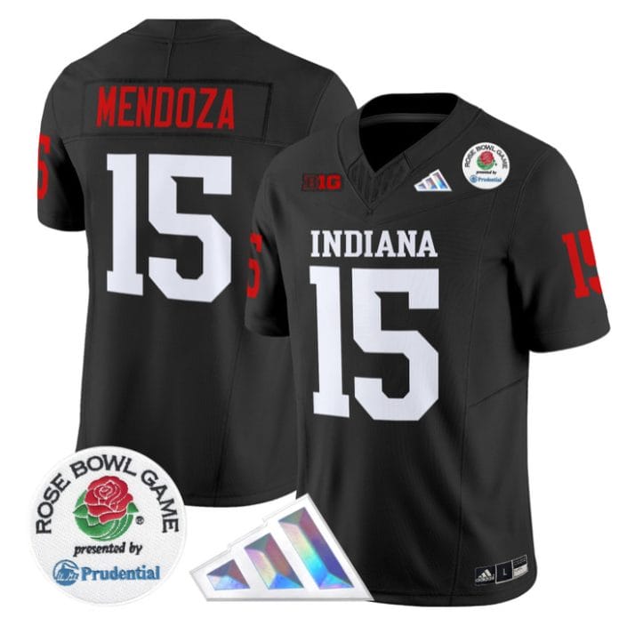 Alternative view of Fernando Mendoza Jersey #15 Indiana Hoosiers 2025 Rose Bowl V2 Stitched
