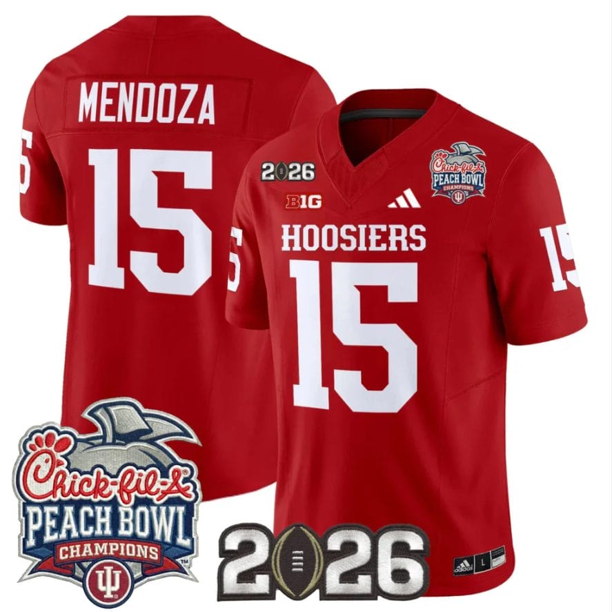 Fernando Mendoza Jersey #15 Indiana Hoosiers 2026 Peach Bowl Champions Stitched - Image 4