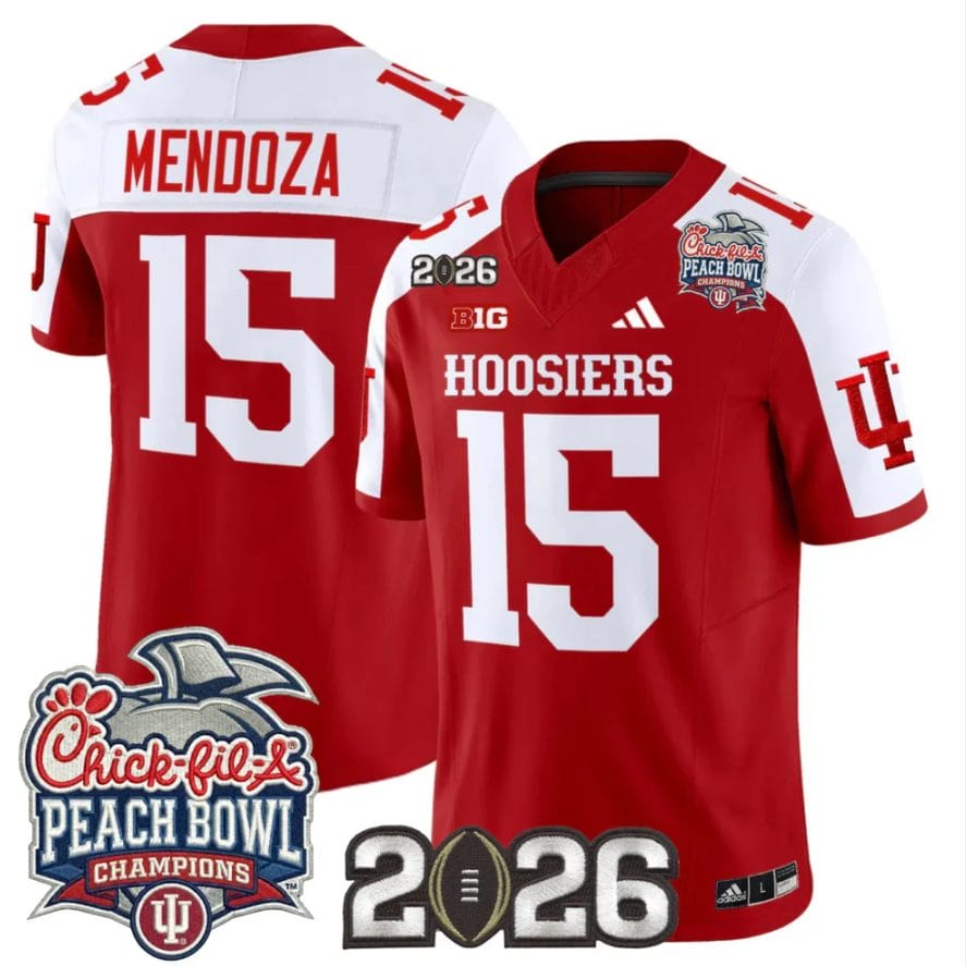 Fernando Mendoza Jersey #15 Indiana Hoosiers 2026 Peach Bowl Champions Stitched - Image 3
