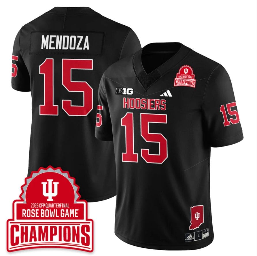 Alternative view of Fernando Mendoza Jersey #15 Indiana Hoosiers 2026 Rose Bowl Game Champions Stitched