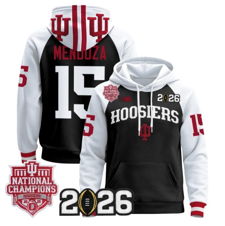 Fernando Mendoza Pullover Hoodie #15 Hoosiers 2025 National Champions Stitched