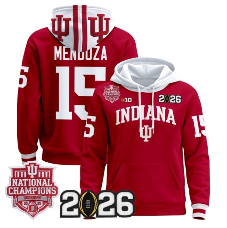 Fernando Mendoza Pullover Hoodie #15 Hoosiers 2025 National Champions Stitched - Image 4