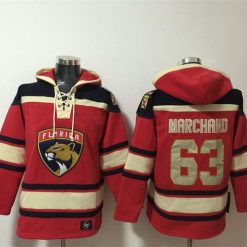Florida Panthers #63 Brad Marchand Red Lace-Up Pullover Hoodie