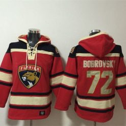 Florida Panthers #72 Sergei Bobrovsky Red Lace-Up Pullover Hoodie