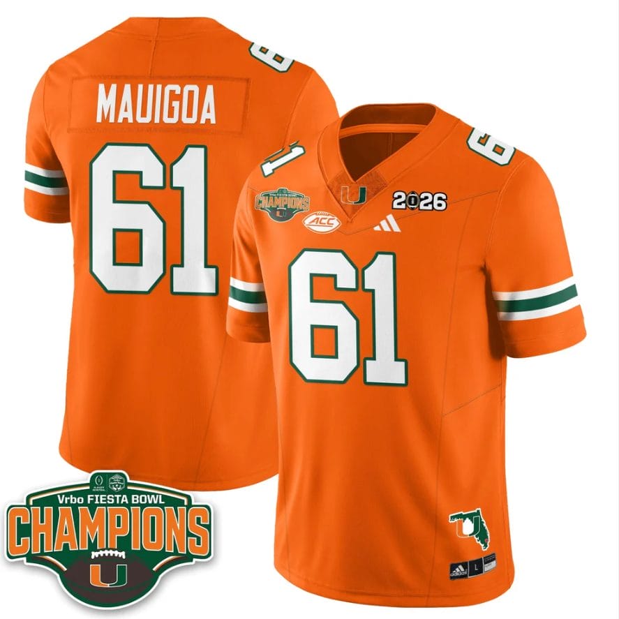 Francis Mauigoa Jersey #61 Miami Hurricanes 2026 Fiesta Bowl Champions Stitched - Image 4