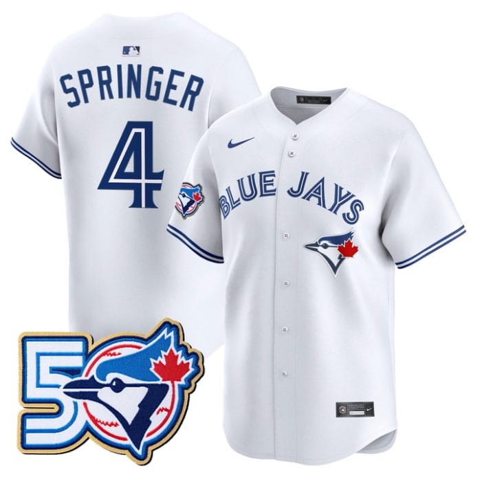 George Springer Jersey #4 Toronto Blue Jays 50 Seasons Patch Stitched - Image 5