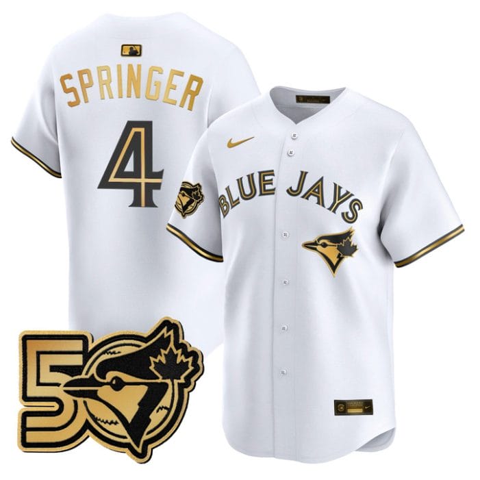 George Springer Jersey #4 Toronto Blue Jays 50 Seasons Patch Stitched - Image 4