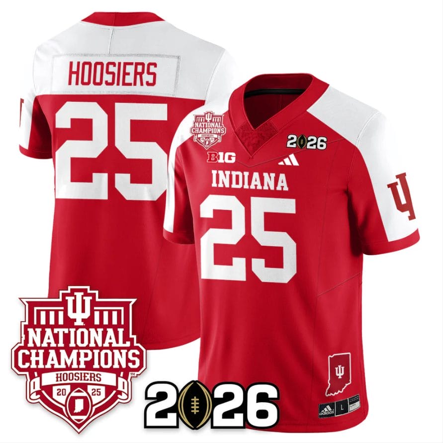 Hoosiers Jersey #25 Indiana Hoosiers 2025 National Champions Stitched Red Alternate