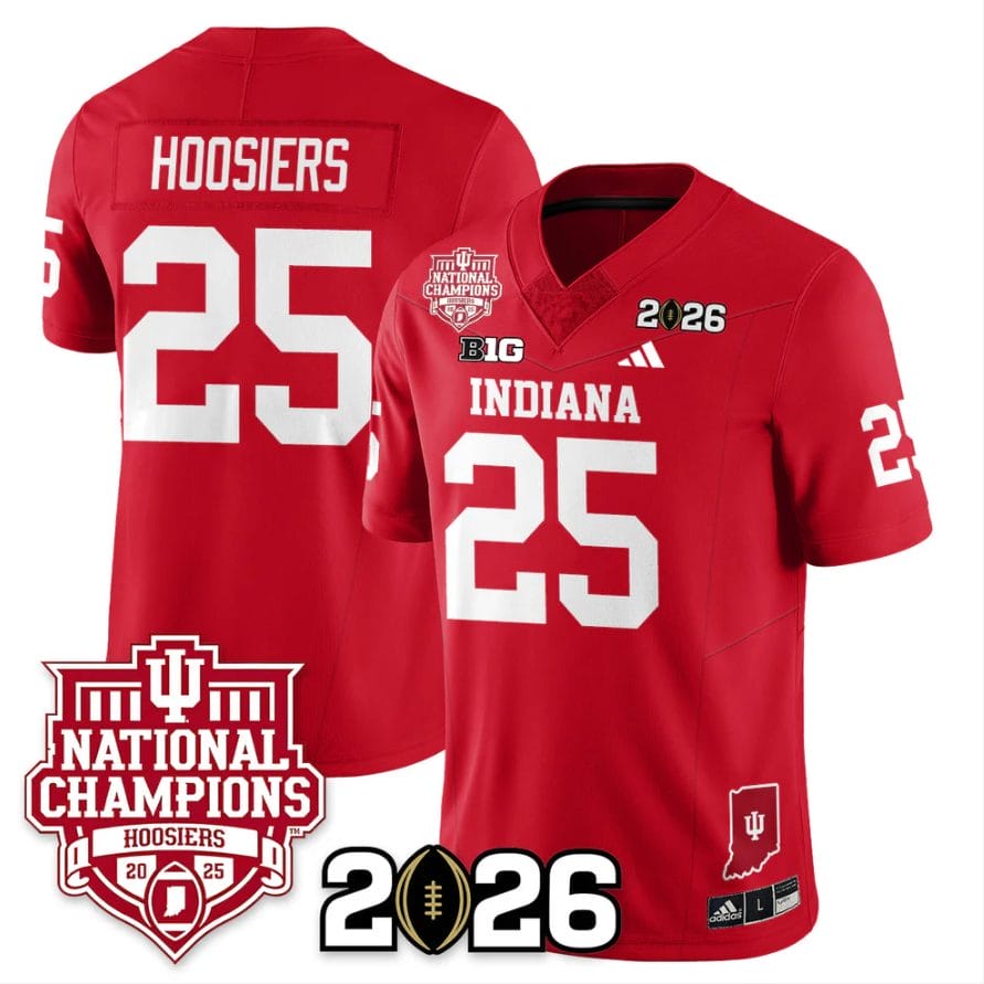 Hoosiers Jersey #25 Indiana Hoosiers 2025 National Champions Stitched Red