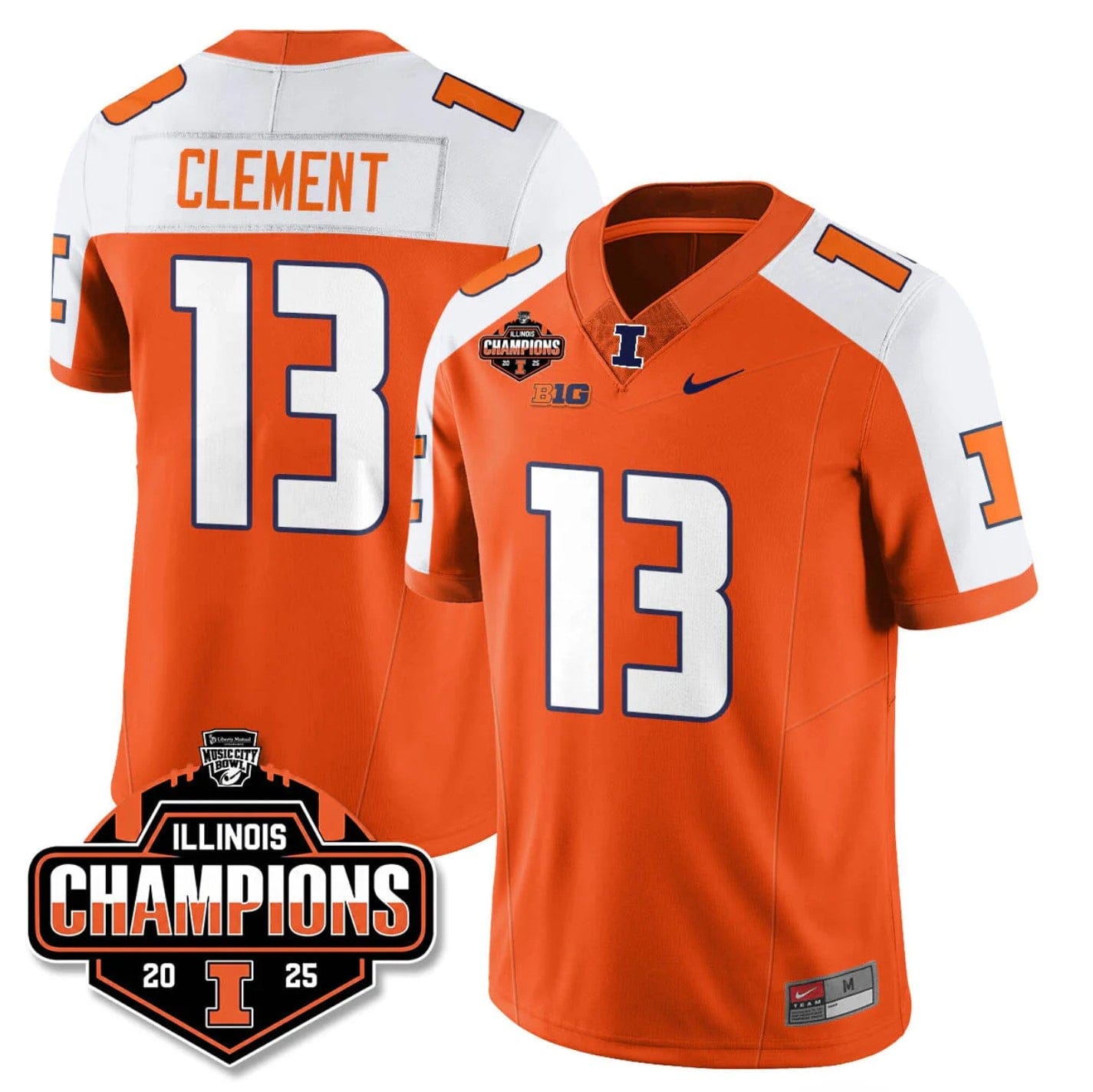 Hudson Clement Jersey #13 Illinois Fighting 2025 Music City Bowl Champions Stitched - Image 3