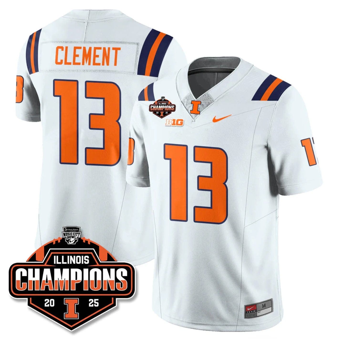 Hudson Clement Jersey #13 Illinois Fighting 2025 Music City Bowl Champions Stitched - Image 5