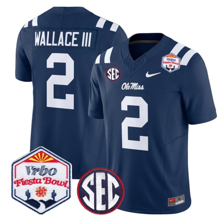 Alternative view of Harrison Wallace III Jersey #2 Ole Miss Rebels 2026 Fiesta Bow Stitched
