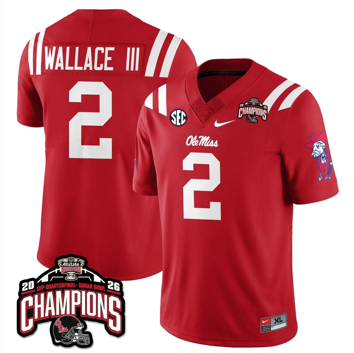 Harrison Wallace III Jersey #2 Ole Miss Sugar Bowl Champions Stitched - Image 4