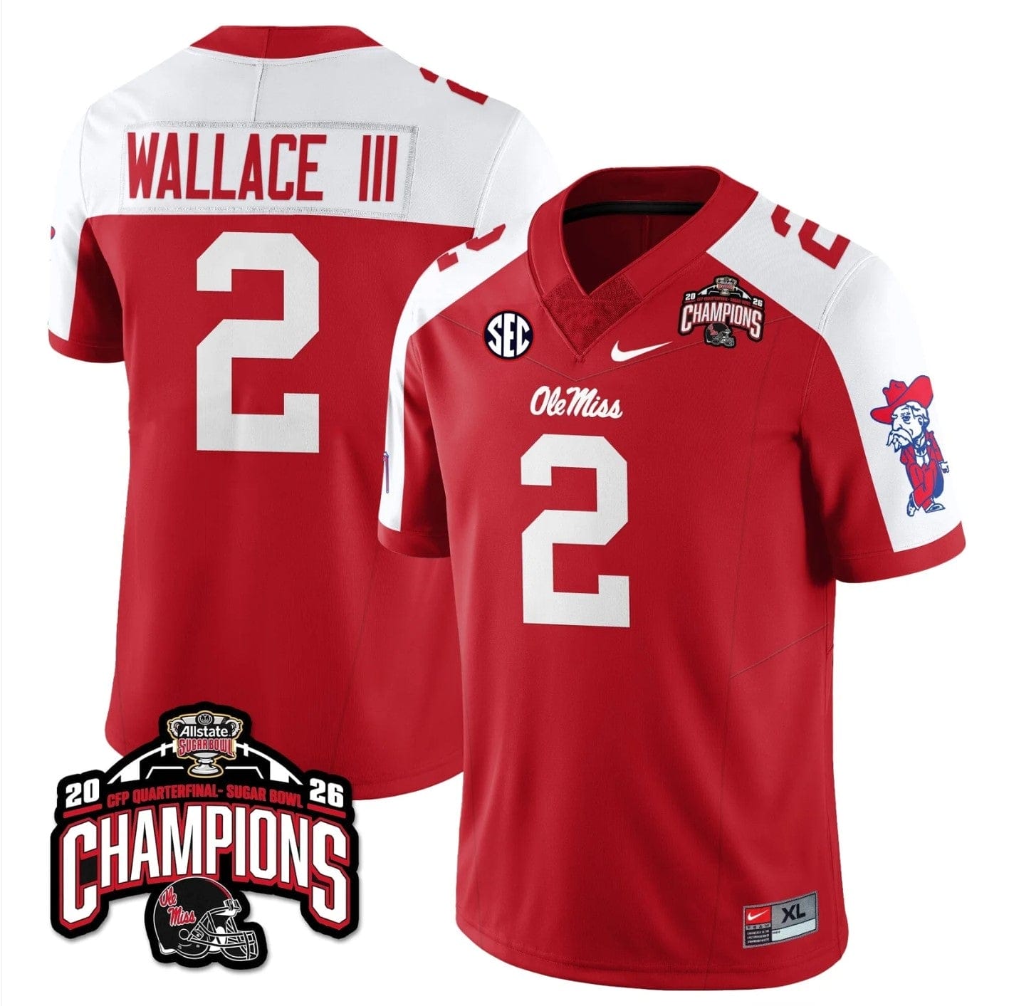 Harrison Wallace III Jersey #2 Ole Miss Sugar Bowl Champions Stitched - Image 3