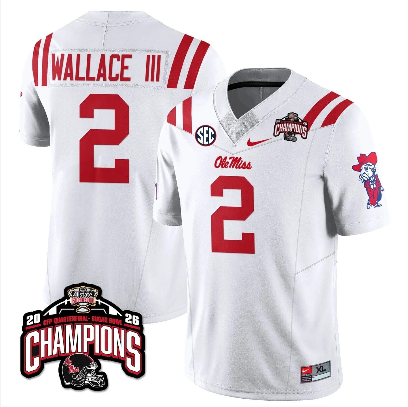 Harrison Wallace III Jersey #2 Ole Miss Sugar Bowl Champions Stitched - Image 5