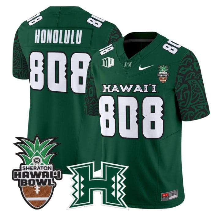 Honolulu Jersey #808 Hawai'i Rainbow 2025 Hawai'i Bowl Stitched Black Limited - Image 3