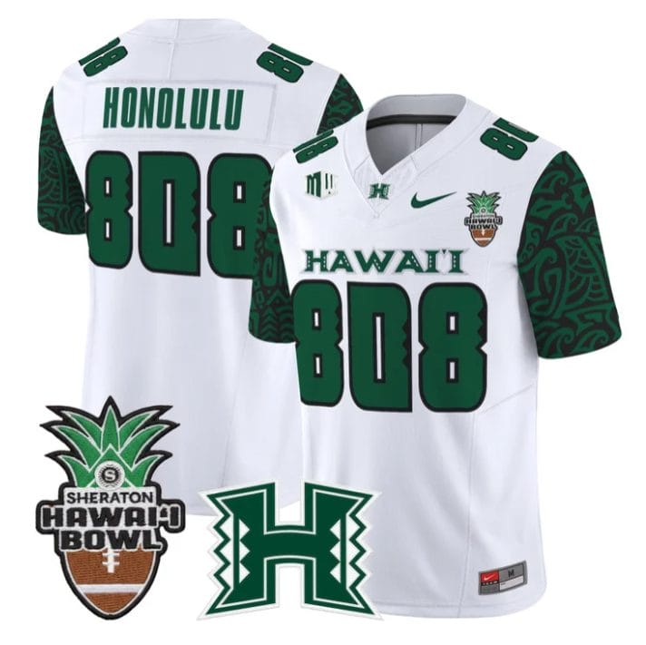 Honolulu Jersey #808 Hawai'i Rainbow 2025 Hawai'i Bowl Stitched Black Limited - Image 4