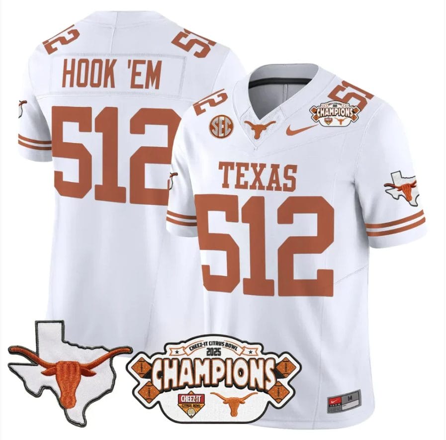 Hook 'Em Jersey #512 Texas 2025 State Map Citrus Bowl Champions Stitched - Image 5