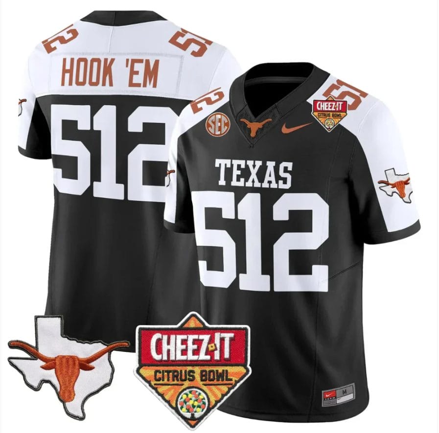 Hook 'Em Jersey #512 Texas Longhorns 2025 State Map Citrus Bowl Stitched