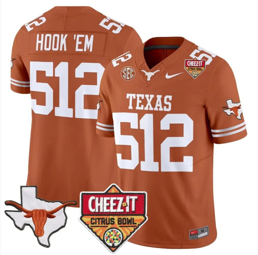 Hook 'Em Jersey #512 Texas Longhorns 2025 State Map Citrus Bowl Stitched - Image 4