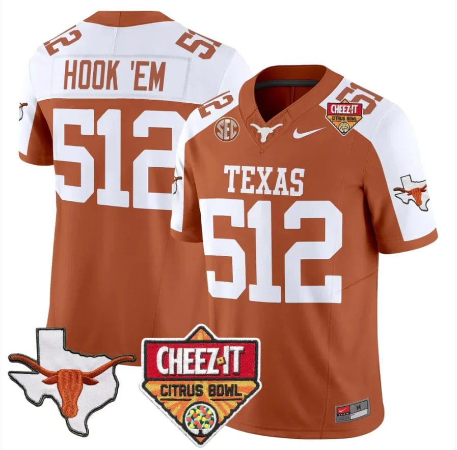 Hook 'Em Jersey #512 Texas Longhorns 2025 State Map Citrus Bowl Stitched - Image 3