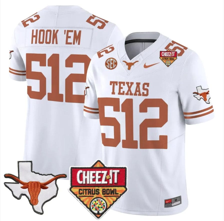 Hook 'Em Jersey #512 Texas Longhorns 2025 State Map Citrus Bowl Stitched - Image 5