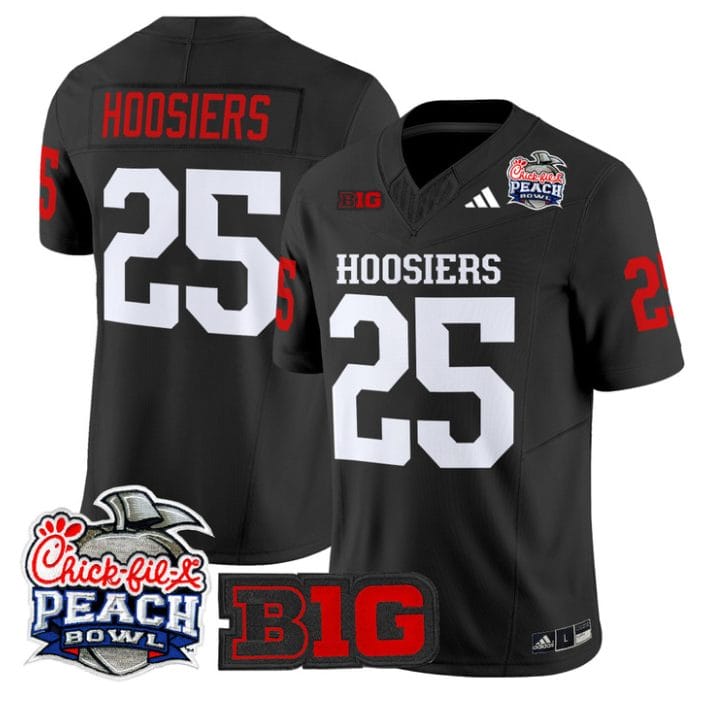 Alternative view of Hoosiers Jersey #25 Indiana Hoosiers 2026 Peach Bowl Patch Stitched