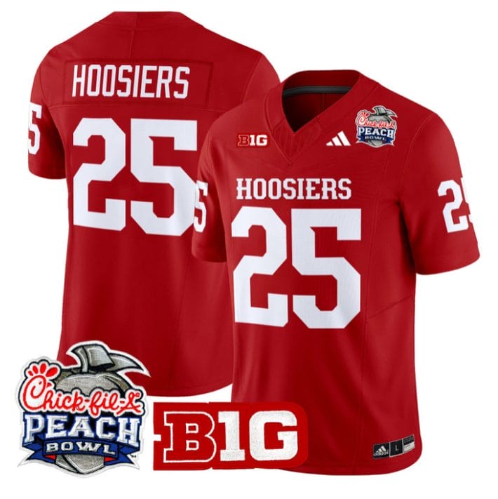Hoosiers Jersey #25 Indiana Hoosiers 2026 Peach Bowl Patch Stitched - Image 4