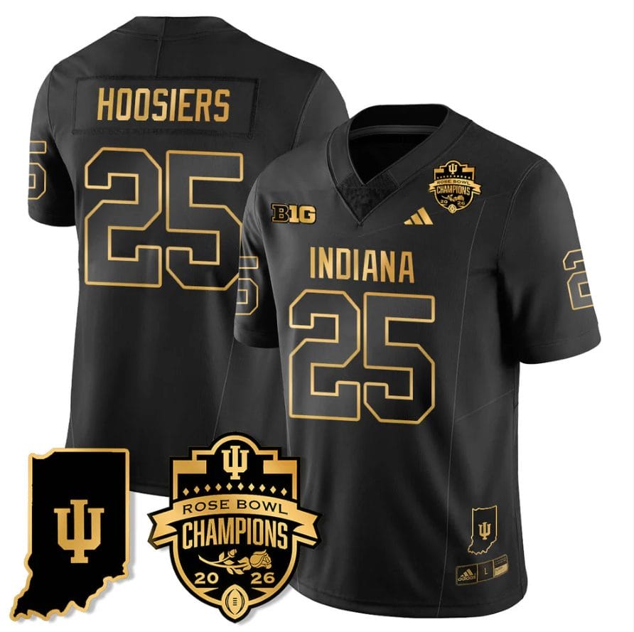 Alternative view of Hoosiers Jersey #25 Indiana Hoosiers 2026 Rose Bowl Champions Patch Stitched