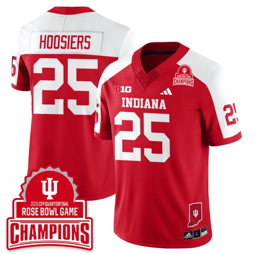 Hoosiers Jersey #25 Indiana Hoosiers 2026 Rose Bowl Game Champions Patch Stitched