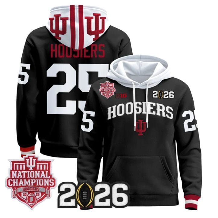 Alternative view of Hoosiers Pullover Hoodie #25 Hoosiers 2025 National Champions Stitched
