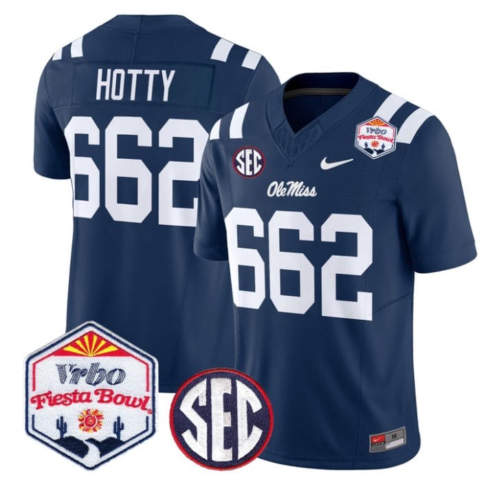 Alternative view of Hotty Jersey #662 Ole Miss Rebels 2026 Fiesta Bow Patch Stitched