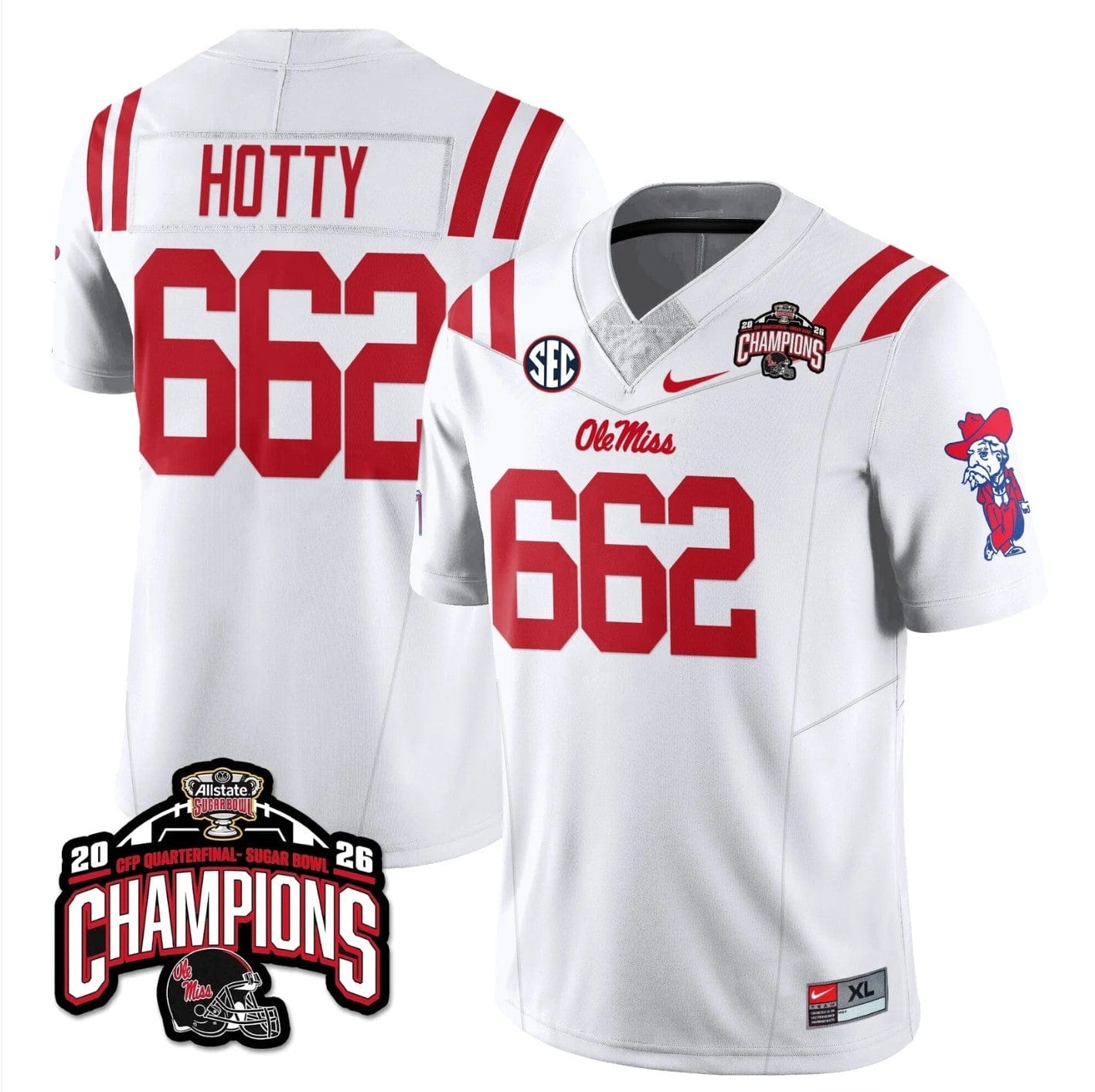 Hotty Jersey #662 Ole Miss Sugar Bowl Champions Patch Vapor Stitched - Image 5