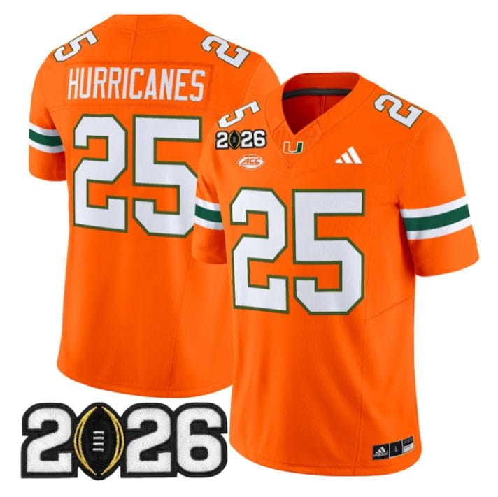 Hurricanes Jersey #25 Miami Hurricanes 2026 CFP Final Patch Stitched Black - Image 4
