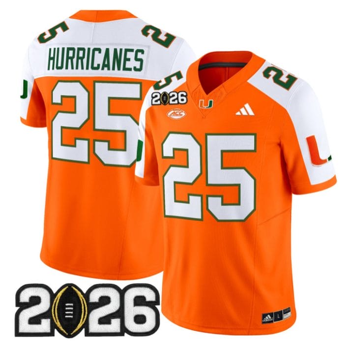 Hurricanes Jersey #25 Miami Hurricanes 2026 CFP Final Patch Stitched Black - Image 3