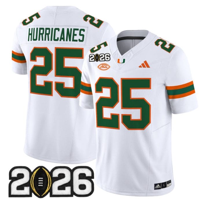 Hurricanes Jersey #25 Miami Hurricanes 2026 CFP Final Patch Stitched Black - Image 5