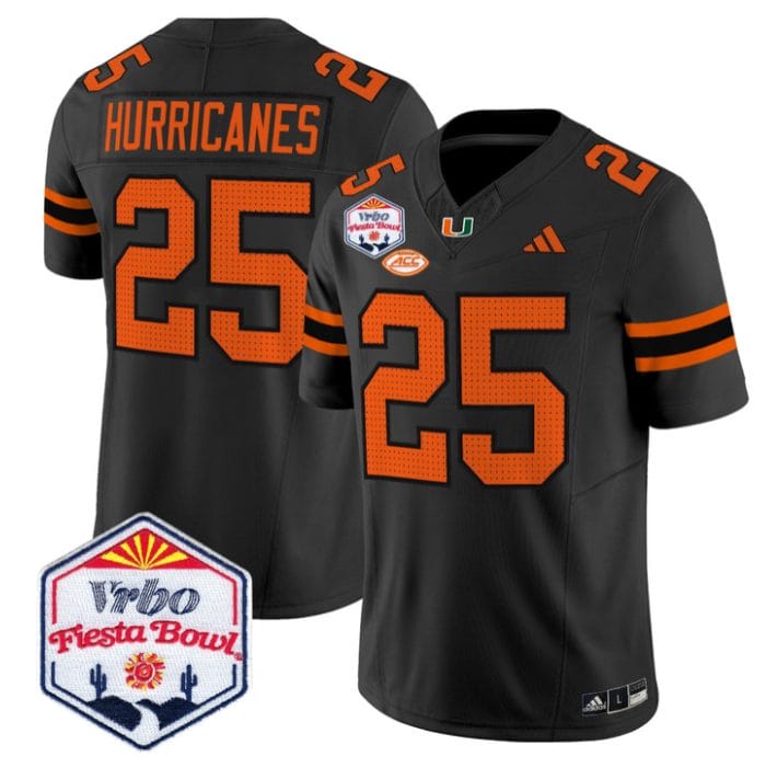 Hurricanes Jersey #25 Miami Hurricanes 2026 Fiesta Bow Patch Stitched