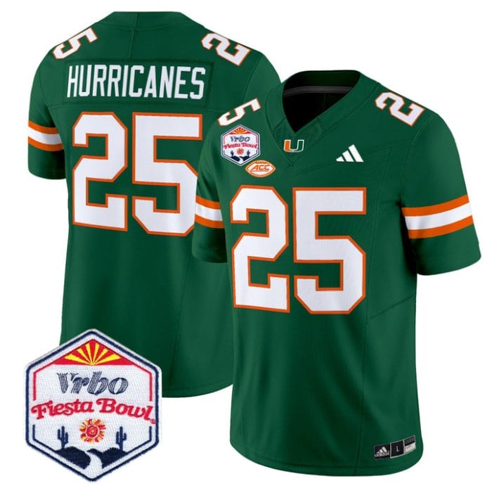 Alternative view of Hurricanes Jersey #25 Miami Hurricanes 2026 Fiesta Bow Patch Stitched