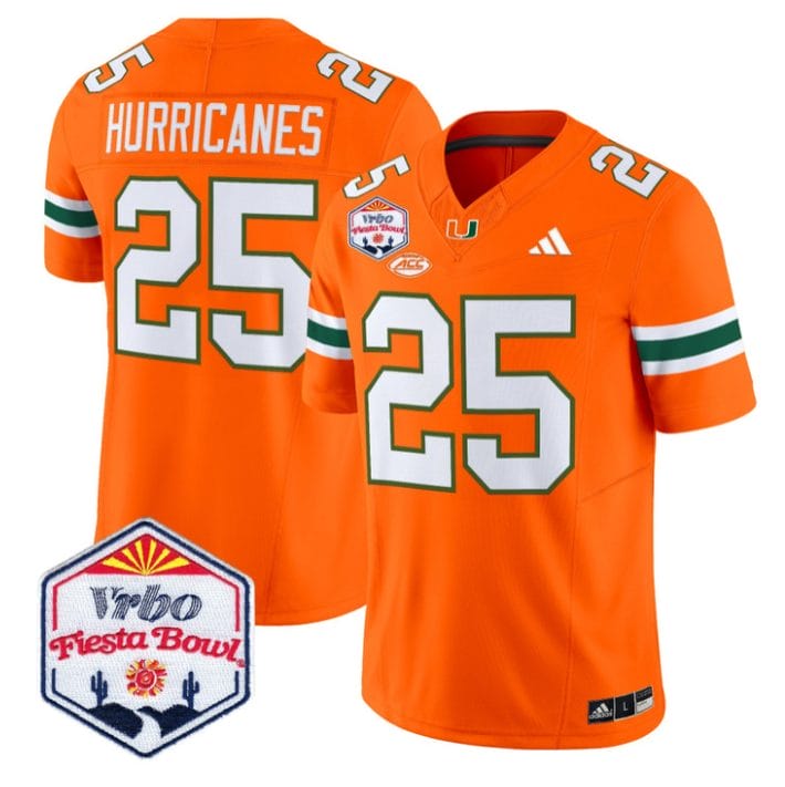 Hurricanes Jersey #25 Miami Hurricanes 2026 Fiesta Bow Patch Stitched - Image 4
