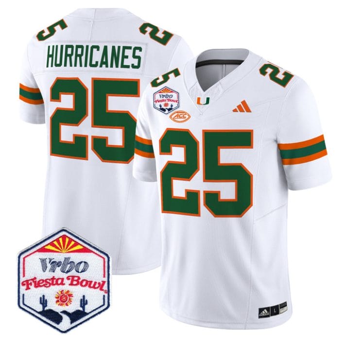 Hurricanes Jersey #25 Miami Hurricanes 2026 Fiesta Bow Patch Stitched - Image 5