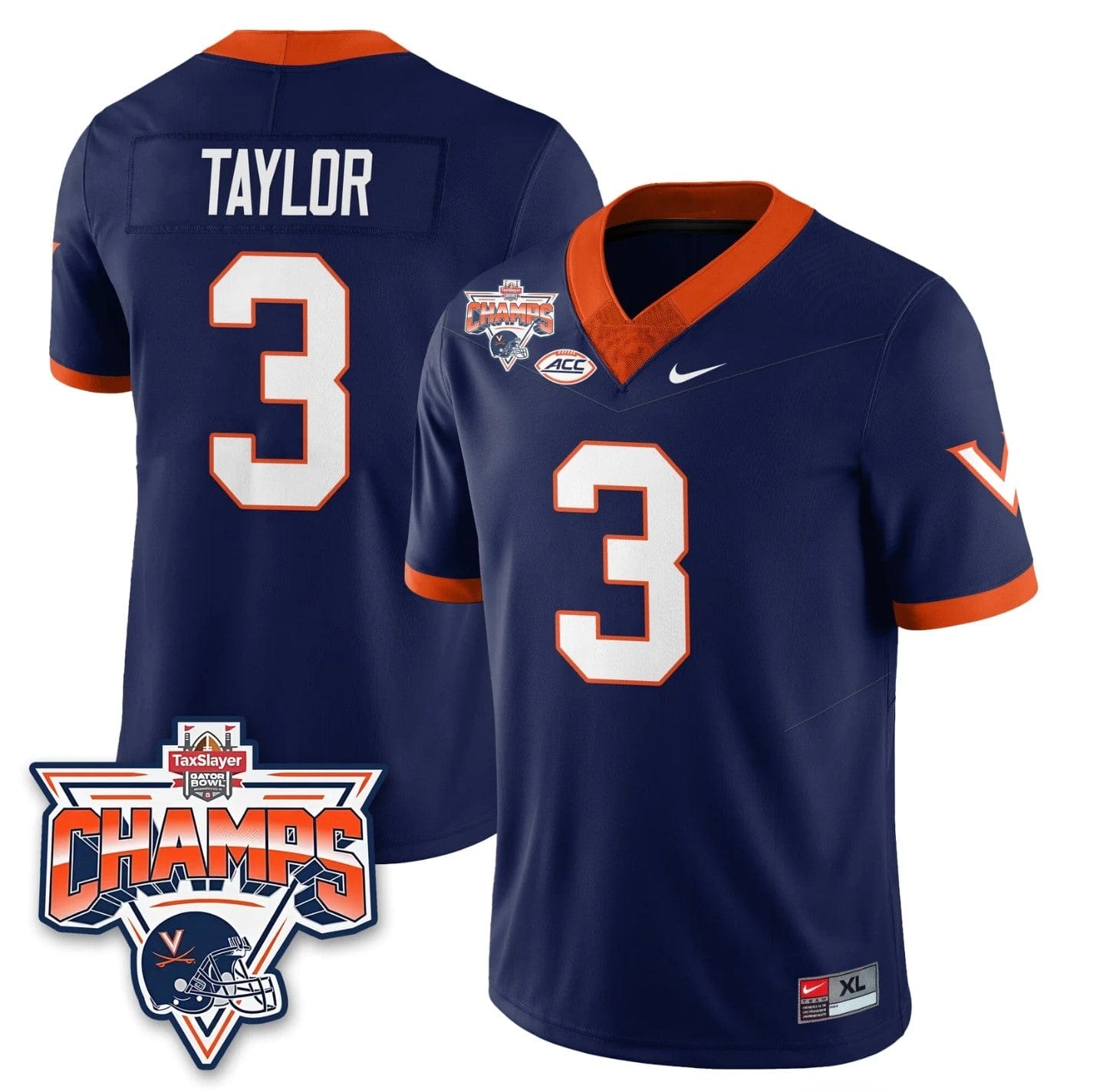 Alternative view of J'Mari Taylor Jersey #3 Virginia Cavaliers 2025 Gator Bowl Champions Stitched