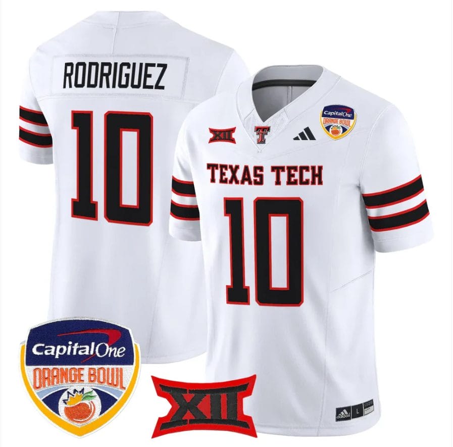 Jacob Rodriguez Jersey #10 Texas Tech 2025 Orange Bowl Patch V2 Stitched - Image 5