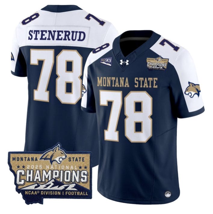 Alternative view of Jan Stenerud Jersey #78 Montana State Bobcats 2025 National Champions Gold