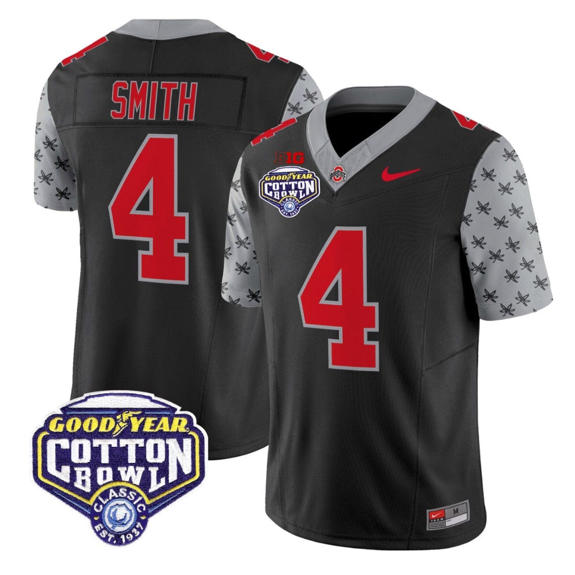 Alternative view of Jeremiah Smith Jersey #4 Ohio State 2025 Cotton Bowl Patch Stitched