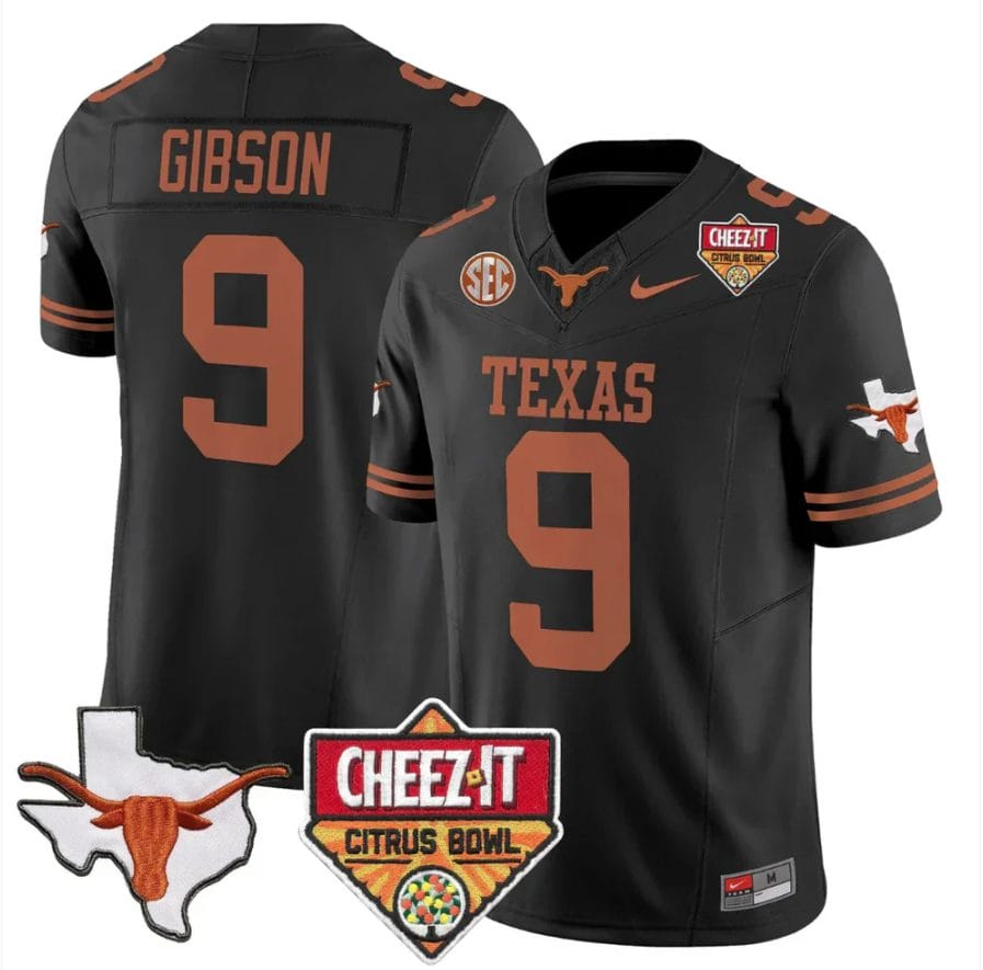 Jerrick Gibson Jersey #9 Texas Longhorns 2025 State Map Citrus Bowl Stitched - Image 2