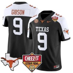 Jerrick Gibson Jersey #9 Texas Longhorns 2025 State Map Citrus Bowl Stitched